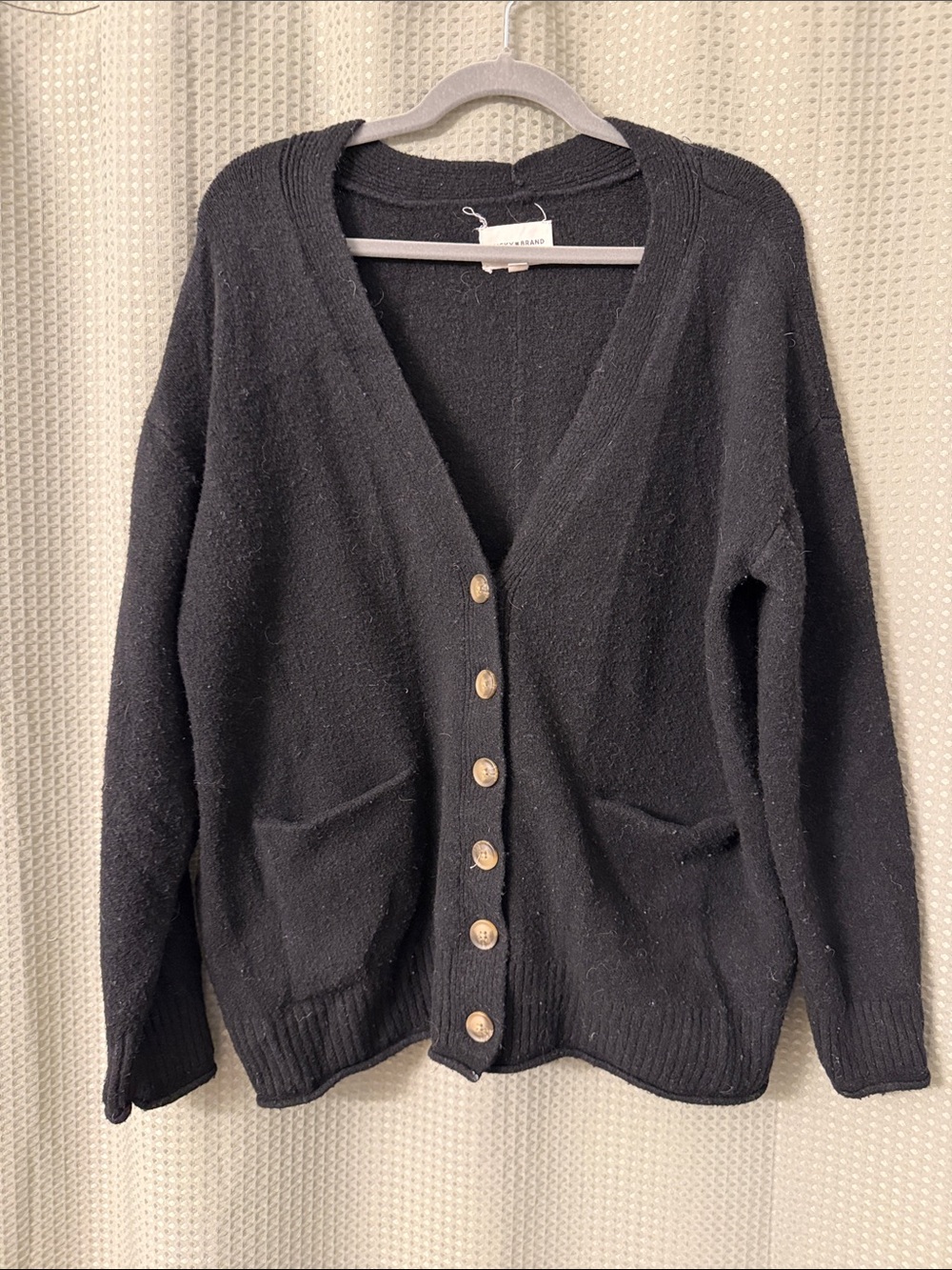 Lucky Brand Black Button-Up V-Neck Cardigan